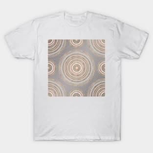 Gold Pink Geometric Doodles Gray Gradient Mandala T-Shirt